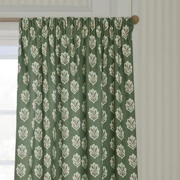 Sanderson Sessile Leaf Pencil Pleat Curtains 1