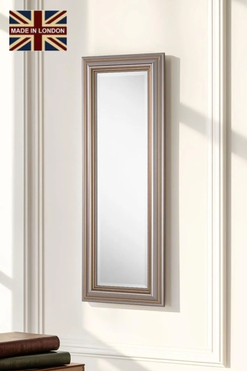 Yearn Mirrors Classic Champagne Beaded Mirror 131x47cm in Silver