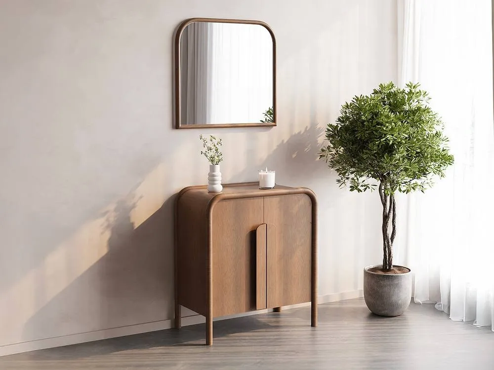 Vente-unique Rubberwood Mirror - W. 75 X H. 80 Cm - Natural - SANYA in Walnut
