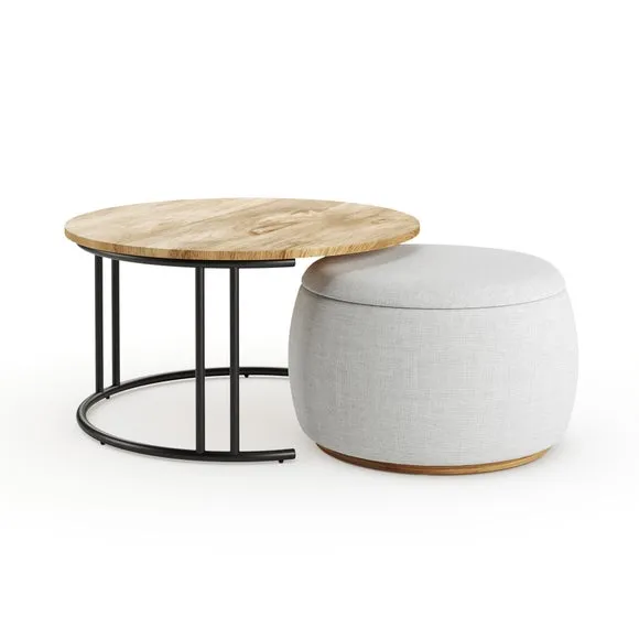 Bryant Upholstered Pouffe Coffee Table Nest 6