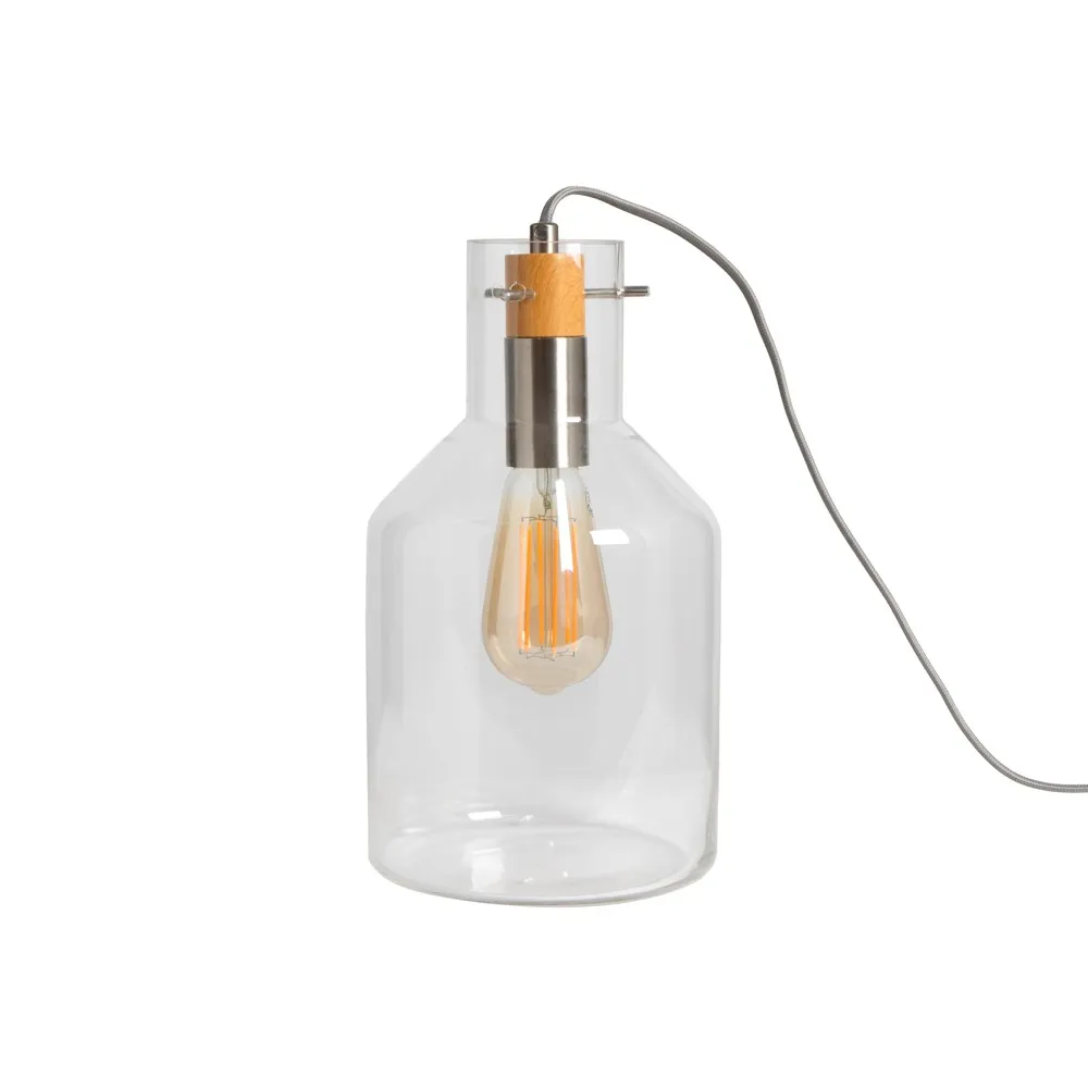 Holly Clear Glass Table Lamp, Chrome