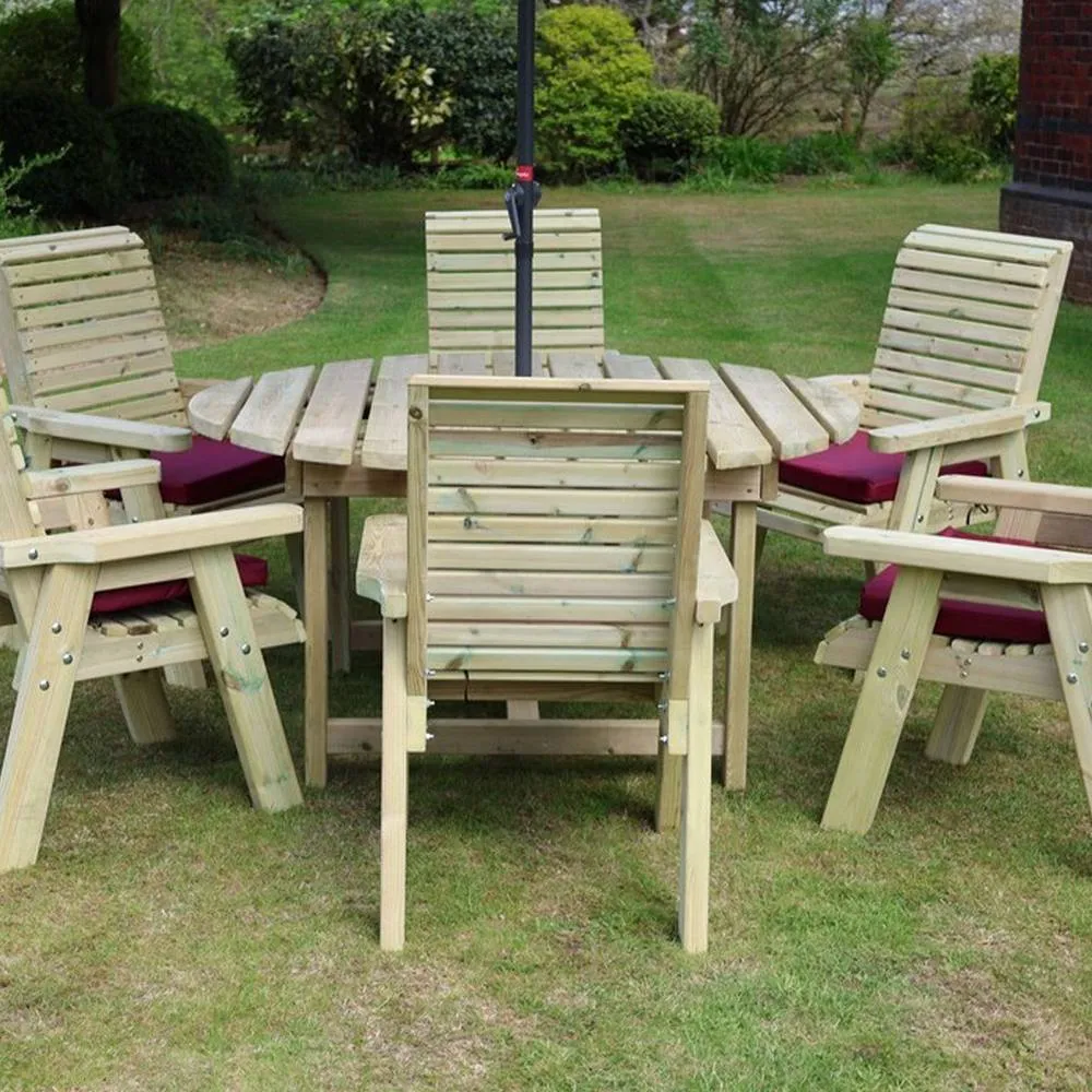 Churnet Valley Garden Furniture Ltd Ergo Round Table Set - 6 Seater 6xC - Partially Assembled in Natural 2