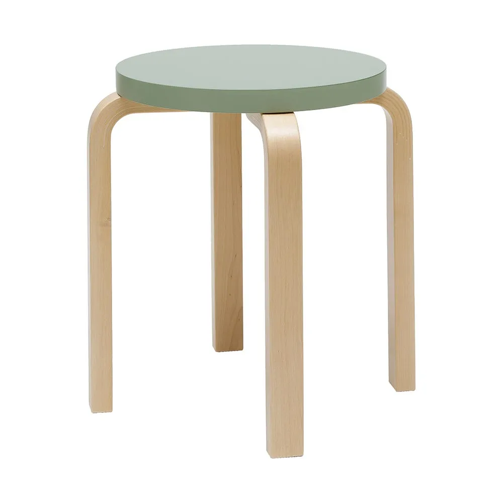 Artek Stool E60 Natural Lacquered Birch Green Lacquered 2