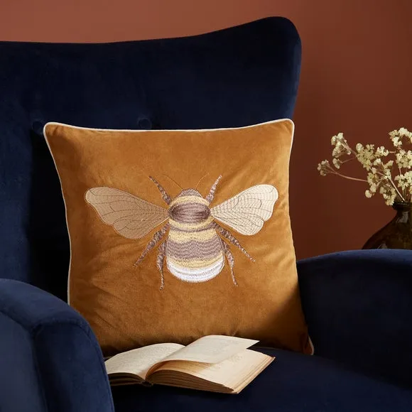 Embroidered Bee Square Cushion 1