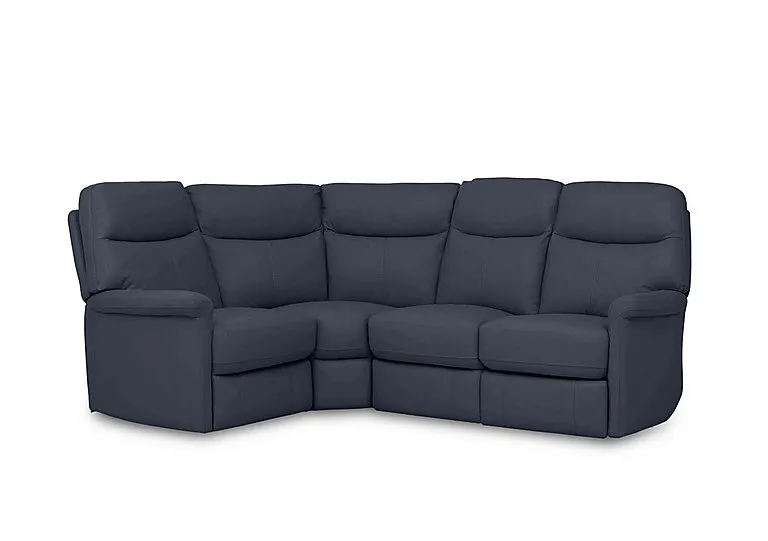 Compact Collection Lille Leather Left Hand Facing Corner Sofa - BV Ocean Blue