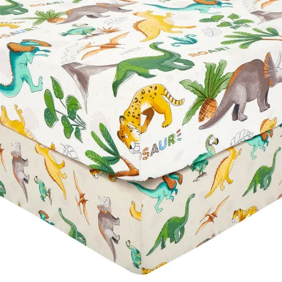 Pack of 2 Jurassic Dinosaur Fitted Bed Sheets 3