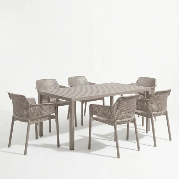 Turtle Dove Cube Dining Table with 6 Net Chair Set 2