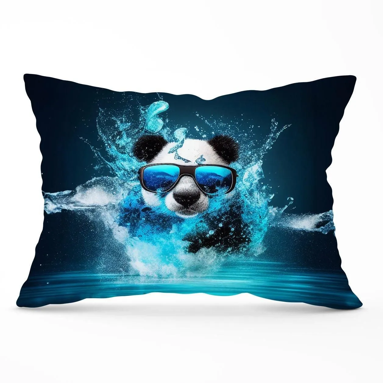 Warren Reed - Designer Panda Splashart Water Cushions in Blue