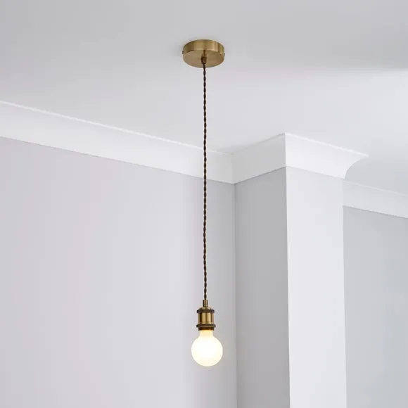 Return - Charlie Industrial Adjustable Pendant Flex Ceiling Light Cable Antique Brass