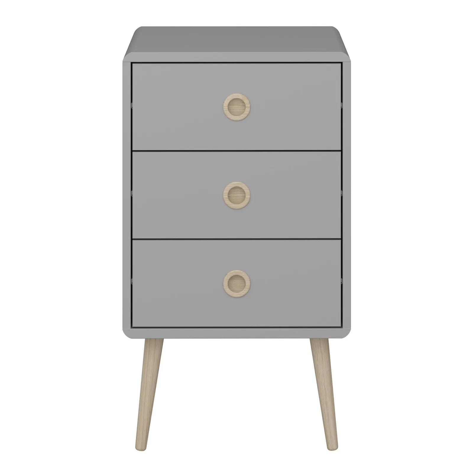Softline 3 Drawer Bedside Table Grey