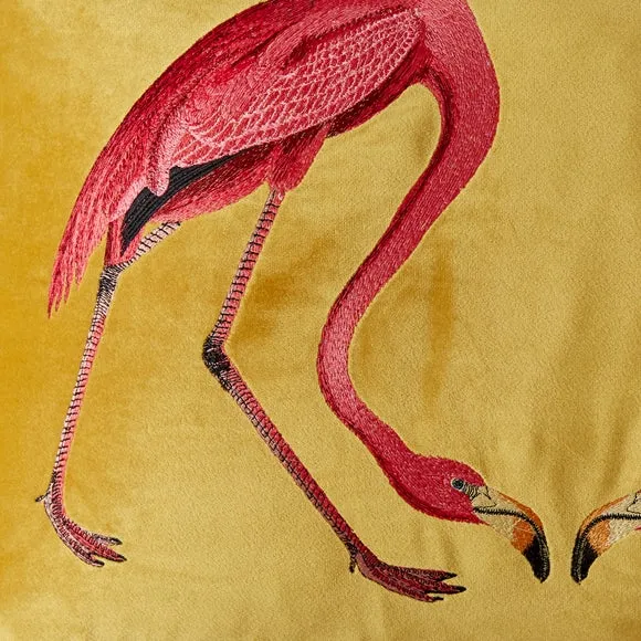 Flamingo Embroidery Cushion Chartreuse 6