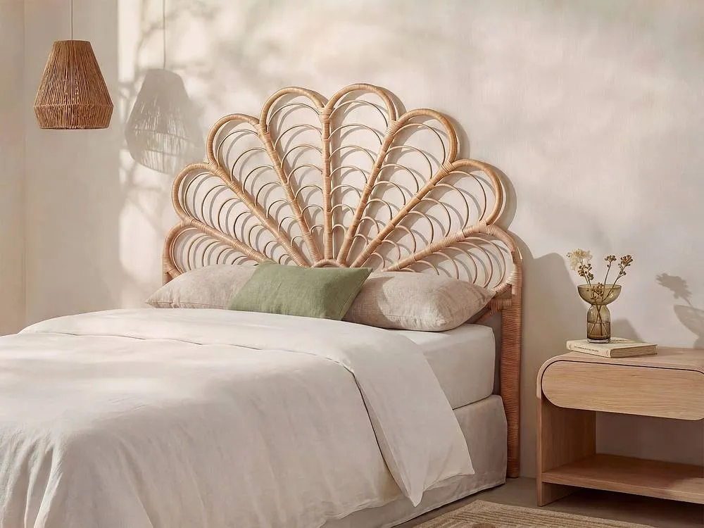 Vente-unique 140 Cm Headboard - Rattan - Natural - FLOSIA in Light Oak