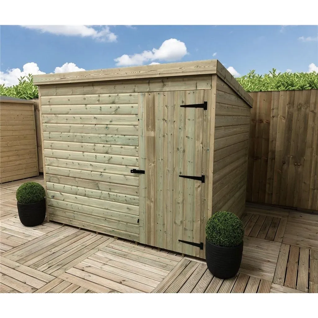 Marlborough 8 x 8 Pressure Treated Pent Garden Shed with Single Door in Natural 2