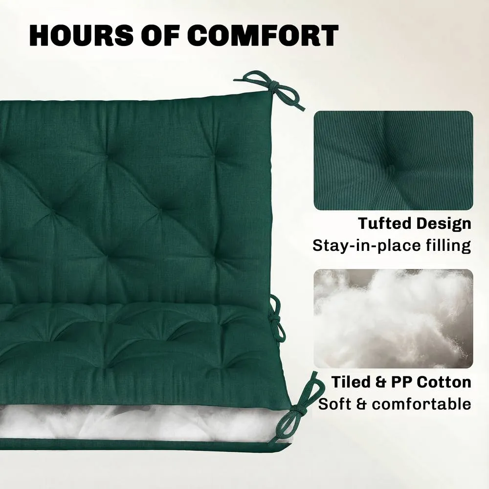OUTSUNNY 2 Seater Garden Bench Cushion Outdoor Seat Pad with Ties in Green 5