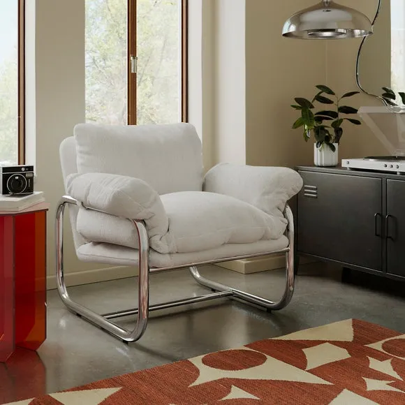Halston Soft Chenille Metal Framed Armchair