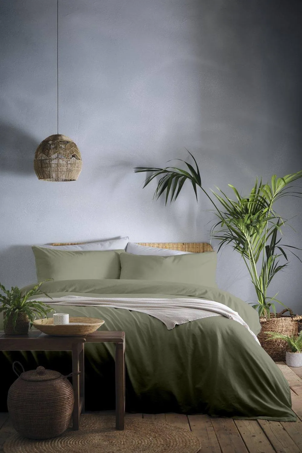 Appletree 'Cassia' 100% Natural Cotton Duvet Cover Set in Khaki
