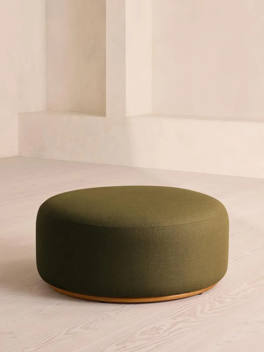 Aline Ottoman, Linen, Olive