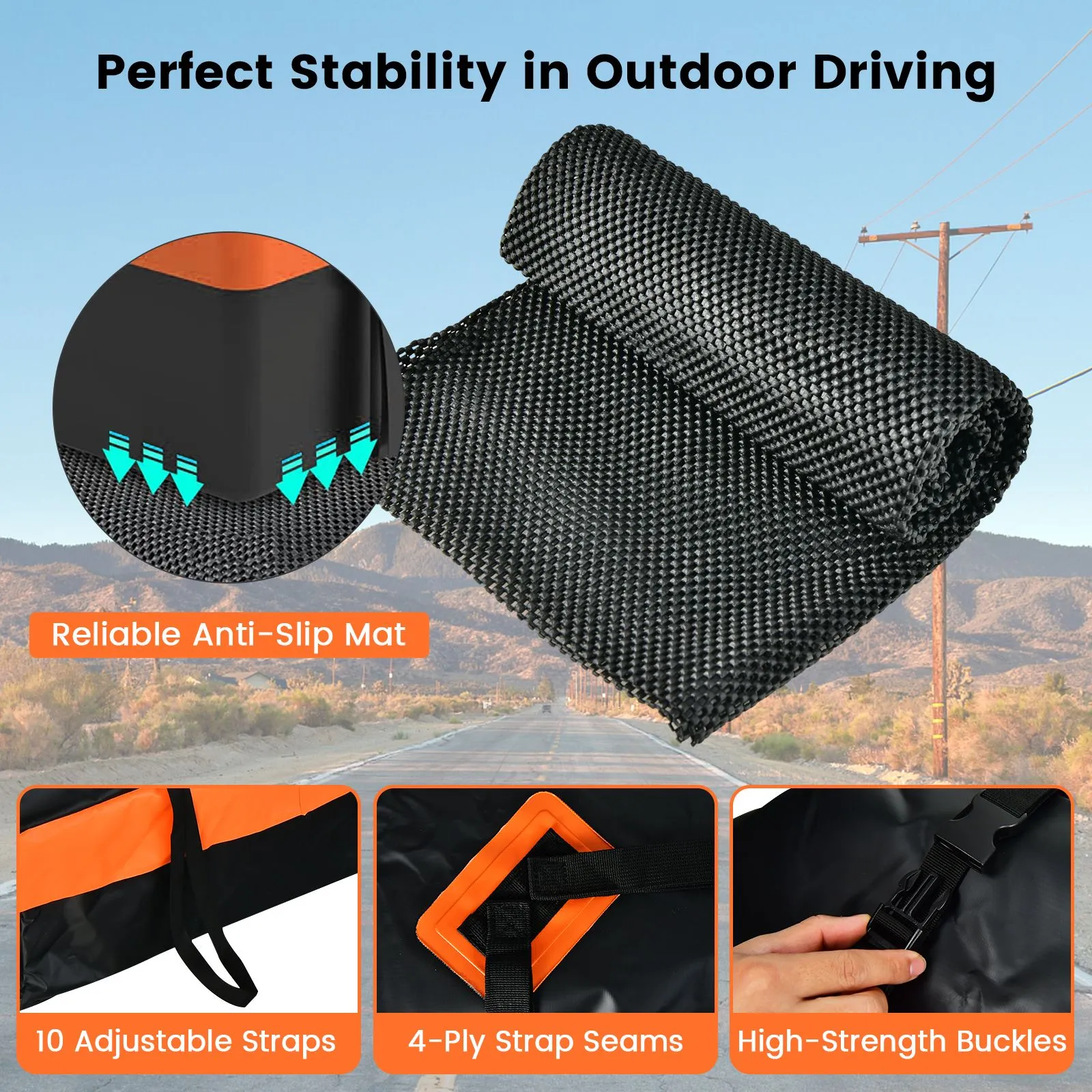 Costway 424L Large Car Roof Top Rack Luggage Carrier Bag Storage Bag Travel Waterproof in Black 5