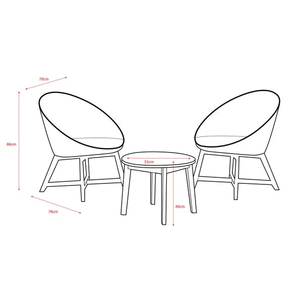 Chedworth Curved 2 Seater Bistro Set 3