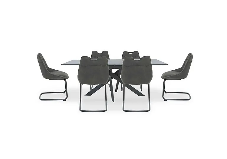 Warrior Grey Extending Dining Table with 6 Cantilever Chairs - Grey