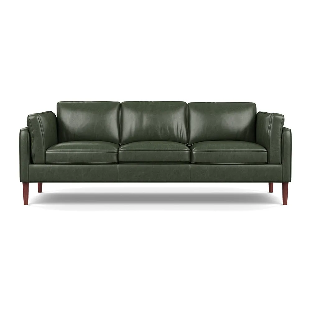 Heal's Sonno 4 Seater Leather Stonewash Vintage Green 268 Walnut Feet 1