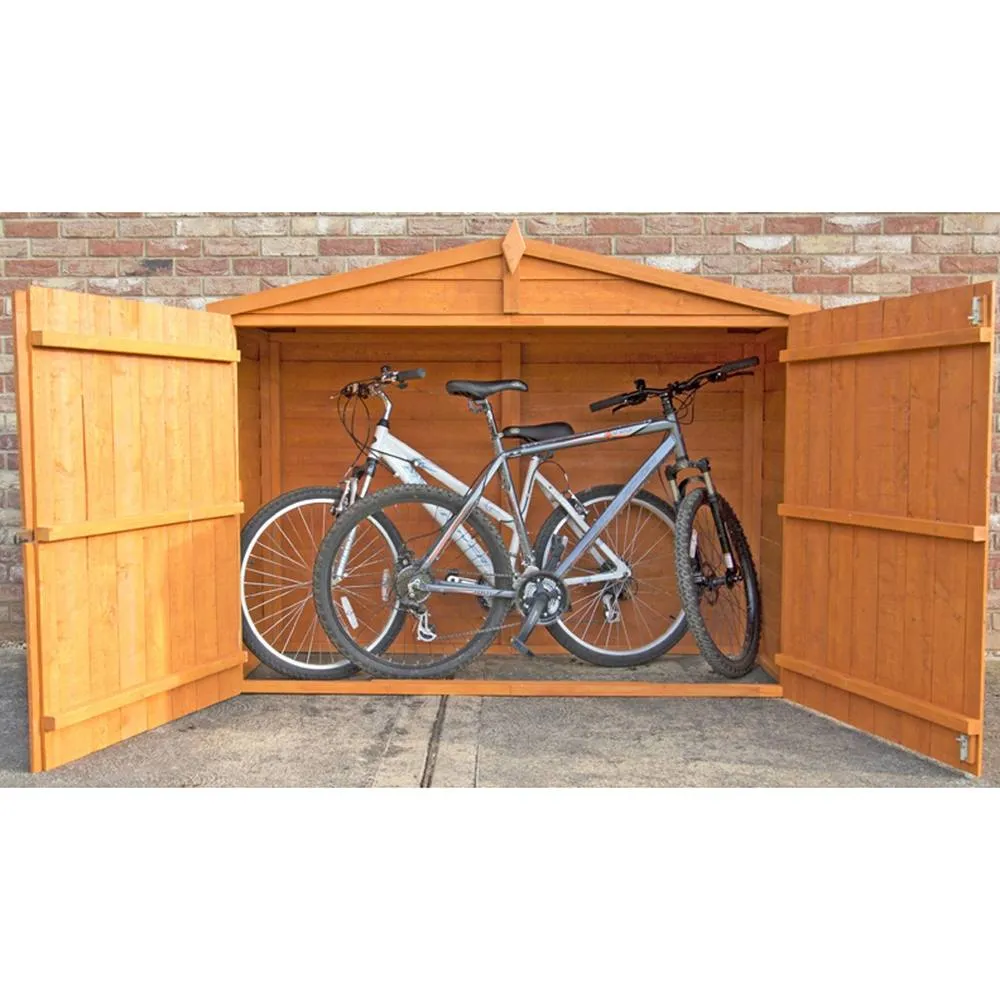 Shires 7 x 3 Feet Bike Store Garden Shed - Dip Treated in Brown 2