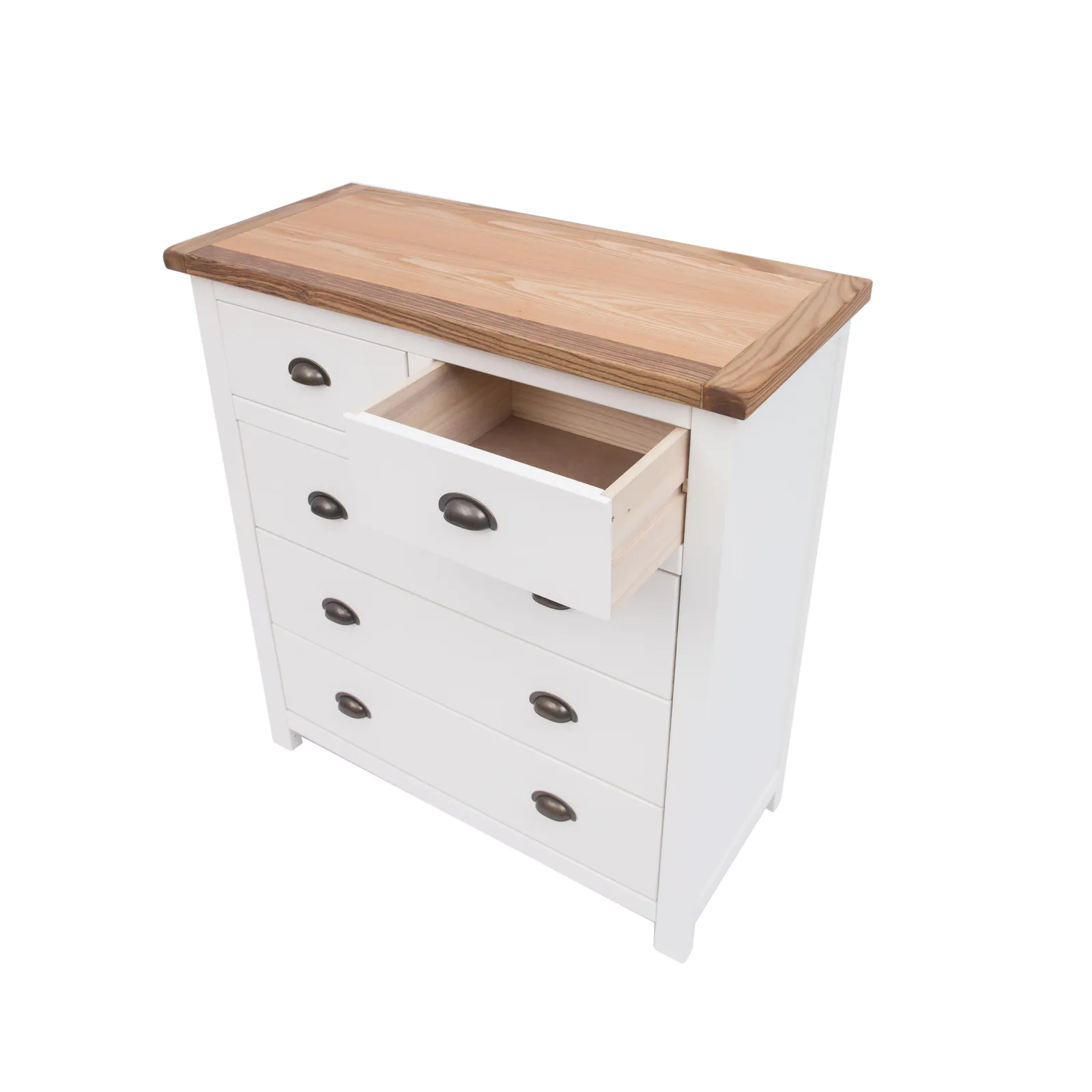 Cabinet Bits Lovere 5 Drawer Chest of Drawers Brass Cup Handle in Off-White 4