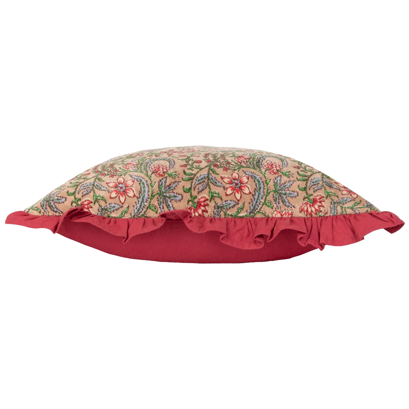 Paoletti Haven Floral Cotton Velvet Cushion in Rose 3