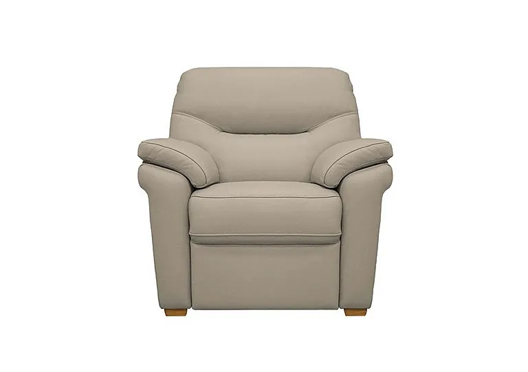 Seattle Leather Armchair with Wooden Feet - Oxford Mushroom