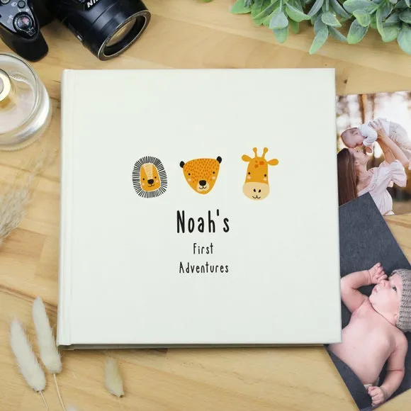 Personalised Scandi Safari Animals Square Photo Album 2
