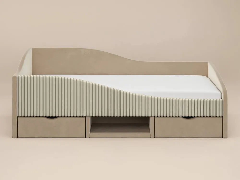 Flair Aubrey Velvet Storage Low Sleeper Bed with Beige Cord 5