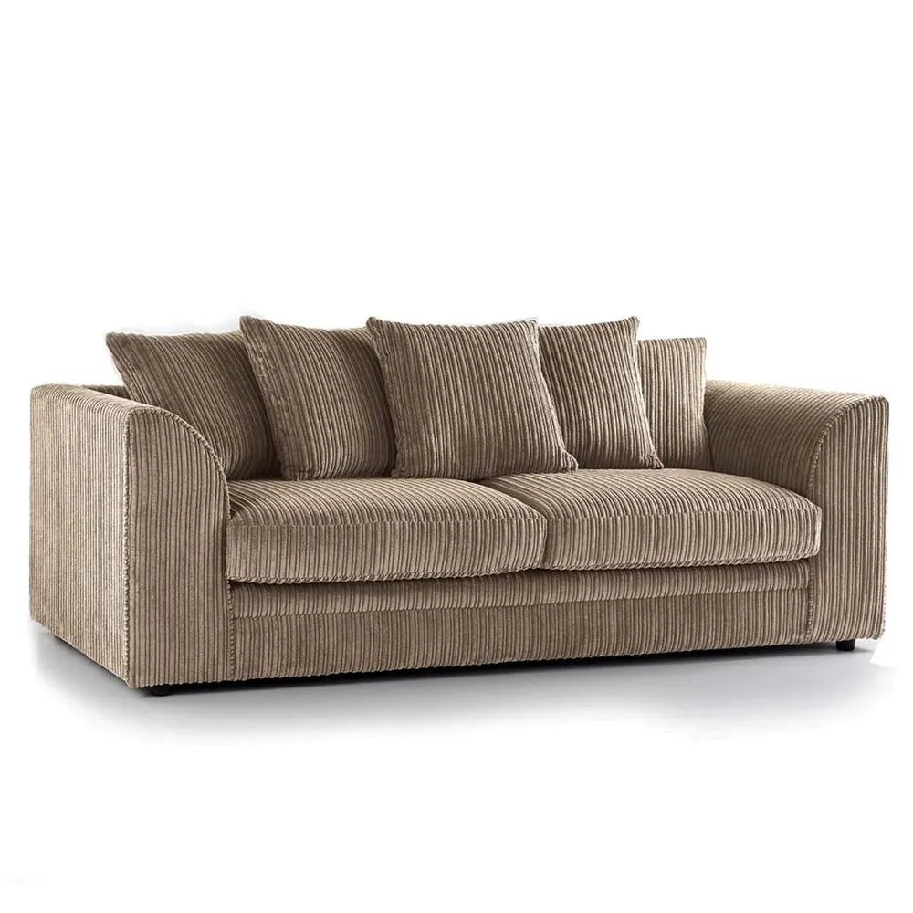 Bliss Furniture Jumbo Cord Dylan 3-Seater Scatter Back Sofa in Beige, Comfy & Stylish in Beige