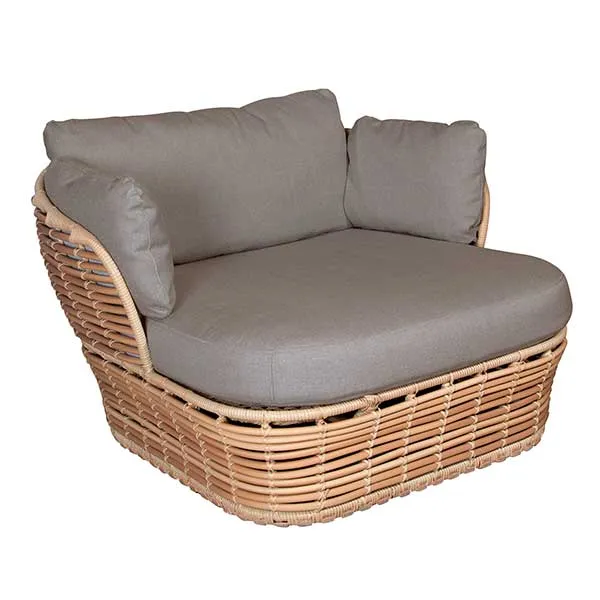 Cane Line Basket Garden Lounge Chair in Natural with Taupe Fabric