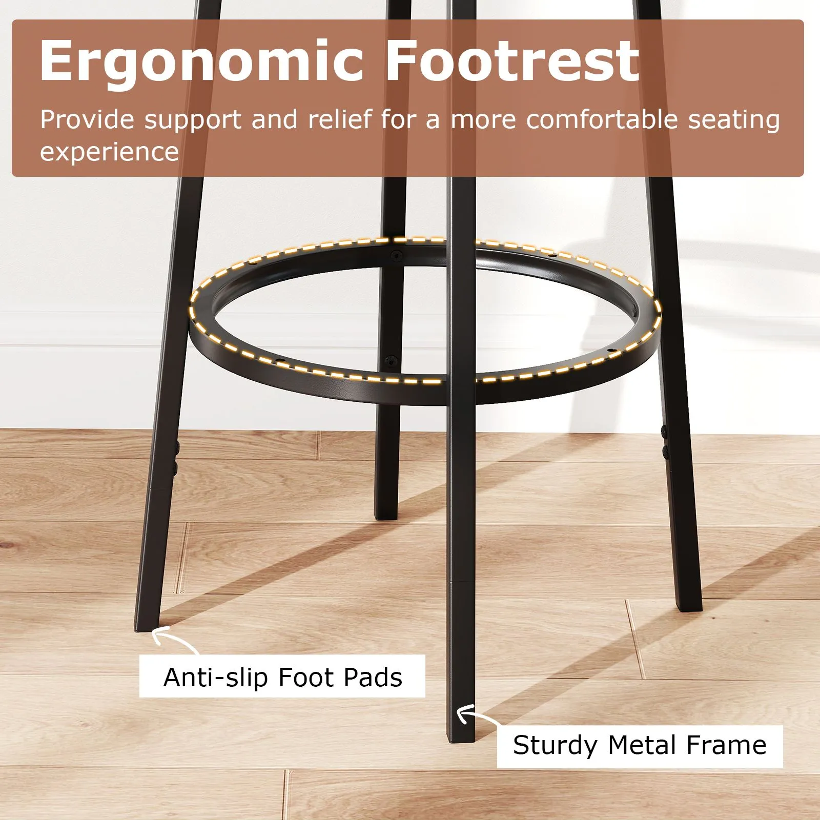 Costway 360° Swivel Bar Stools Set of 2 74/61cm Height Adjustable Stools in Brown 3