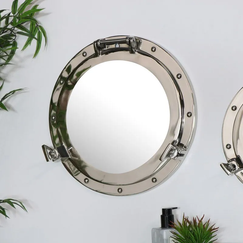 Melody Maison Nautical Porthole Mirror In Silver - 38cm X 38cm