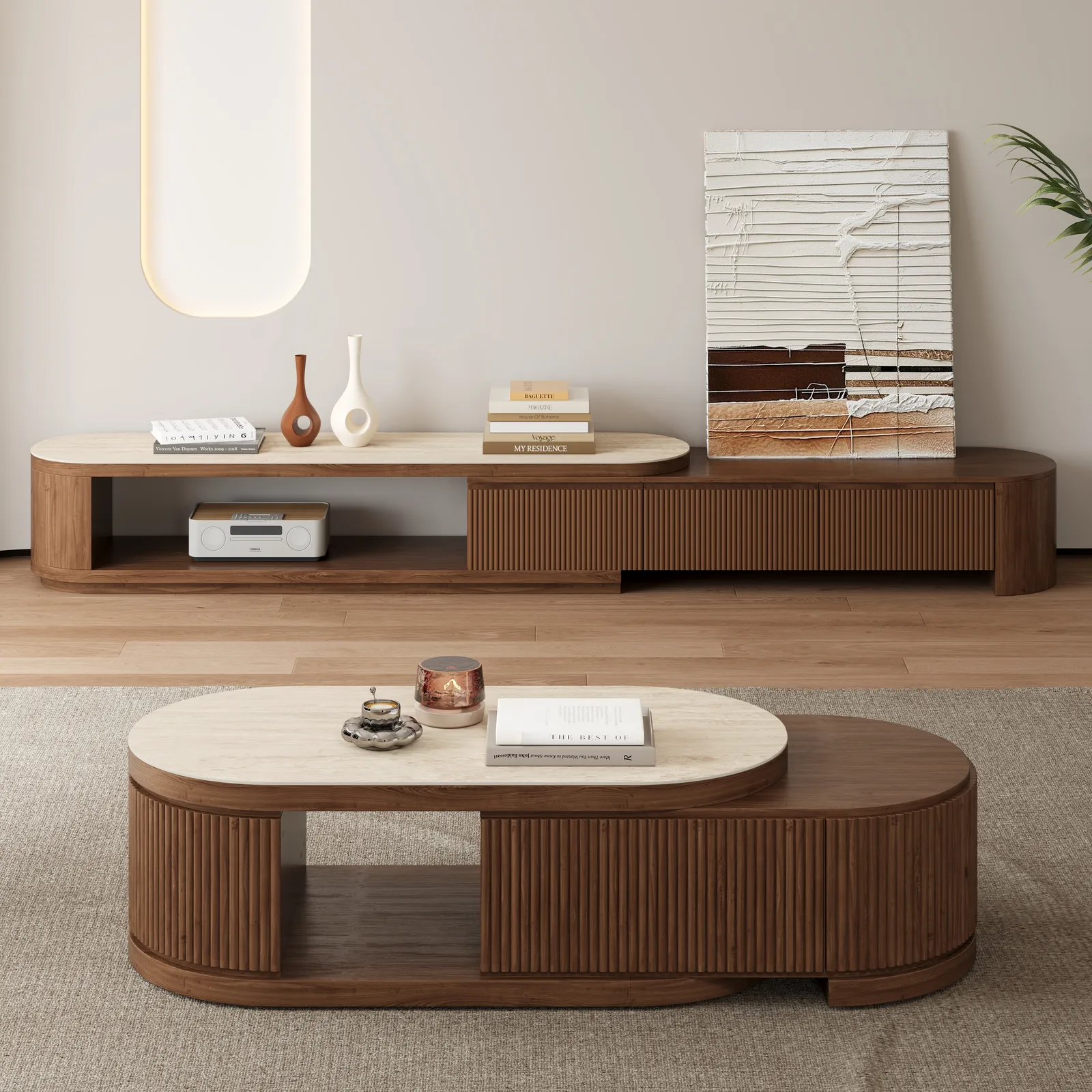 Velar 71" Extendable TV Stand & Coffee Table Set