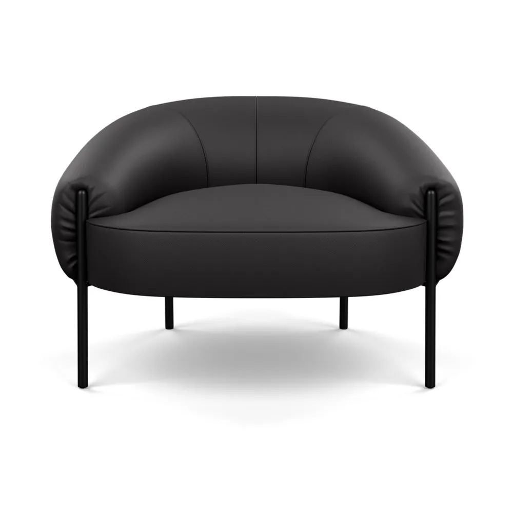 Heal's Isola Armchair Leather Grain Graphite 063 Black Feet