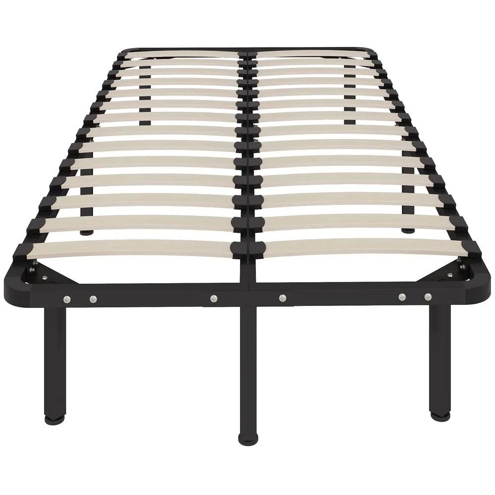 HOMCOM 3ft Single Bed Frame, Metal Platform Bed Frame with 2 x 14 Wood Slats in Black 2