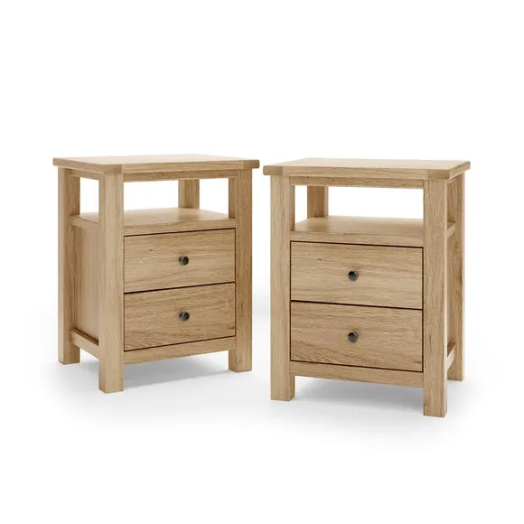 Olney Set of 2 Oak Effect 2 Drawer Bedside Tables