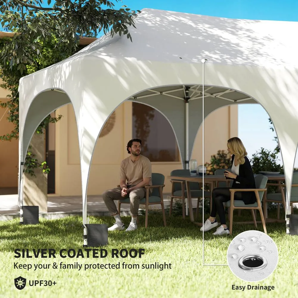 OUTSUNNY 3 x 6m Pop Up Gazebo with Sides, Peak Top Garden Party Tent Marquee 6
