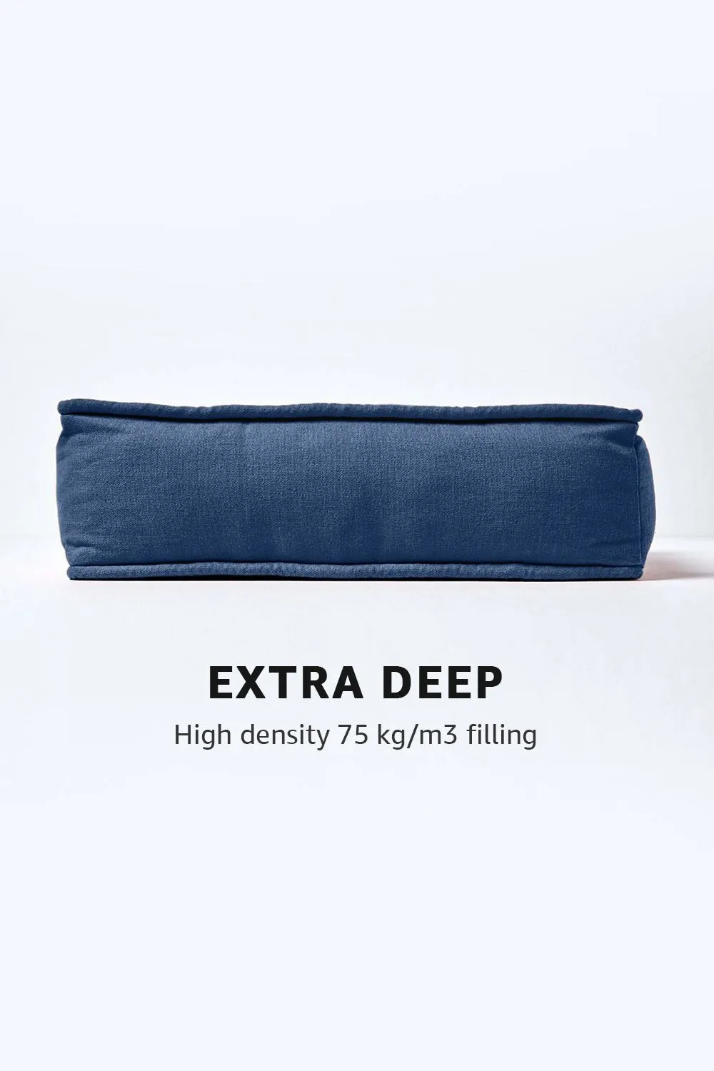 Homescapes Cotton Dining Chair Booster Cushion in Navy 3