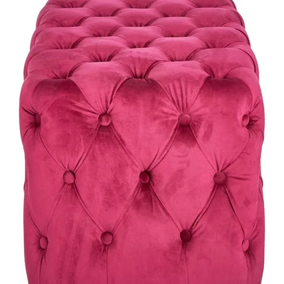 Return - Seraphina Velvet Buttoned Footstool, Raspberry Pink 4