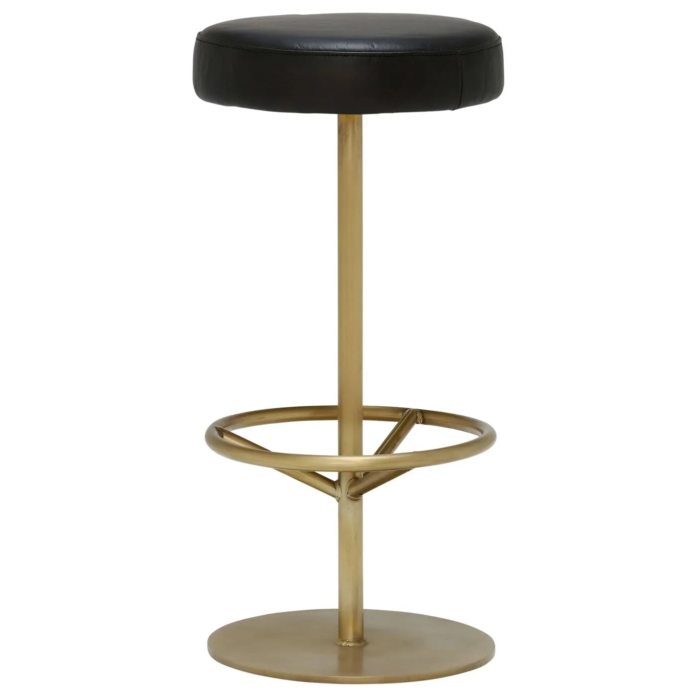 Jett Barstool, Fumee Leather and Antique Brass
