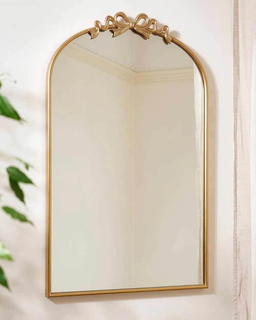 Dibor Gold Bow & Ribbon Arched Wall Mirror, 92cm x 61cm 5