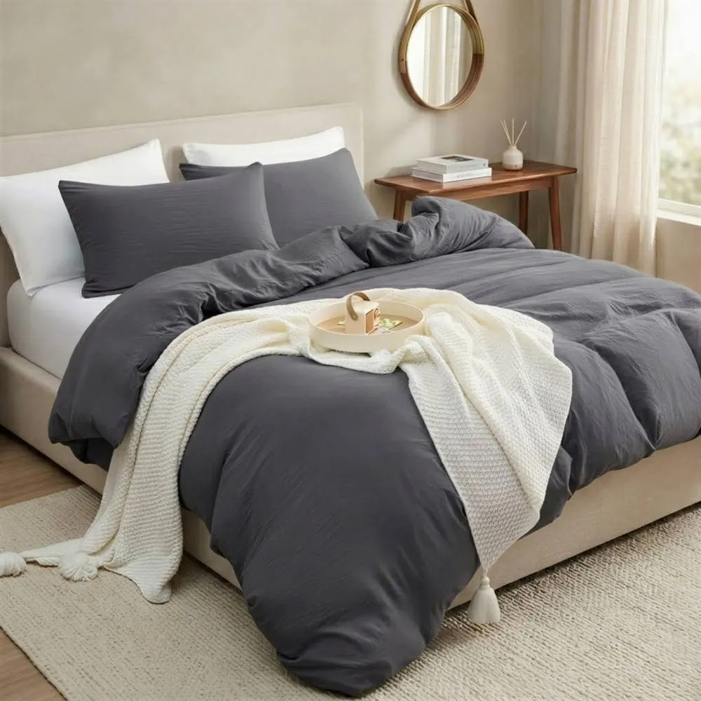 Pamposh Pre Washed Microfibre Duvet Cover Sets in Grey