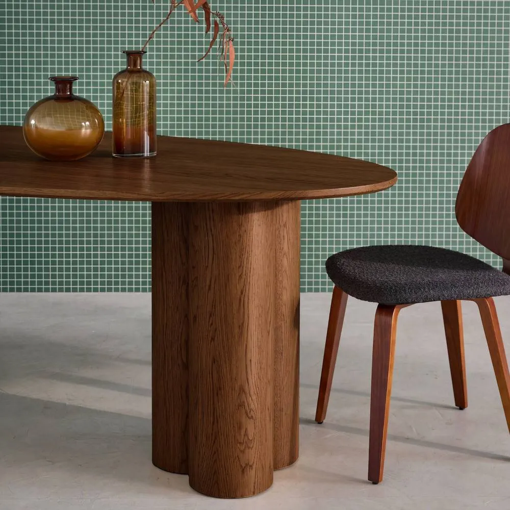 sweeek 8-seater oval dining table, rubberwood & oak veneer in Dark Brown 4