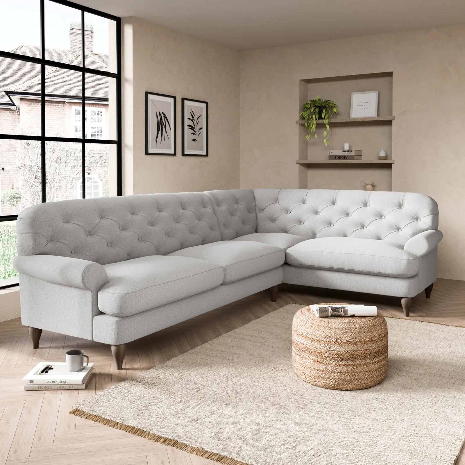 Canterbury Textured Weave Right Hand Corner Sofa Silver