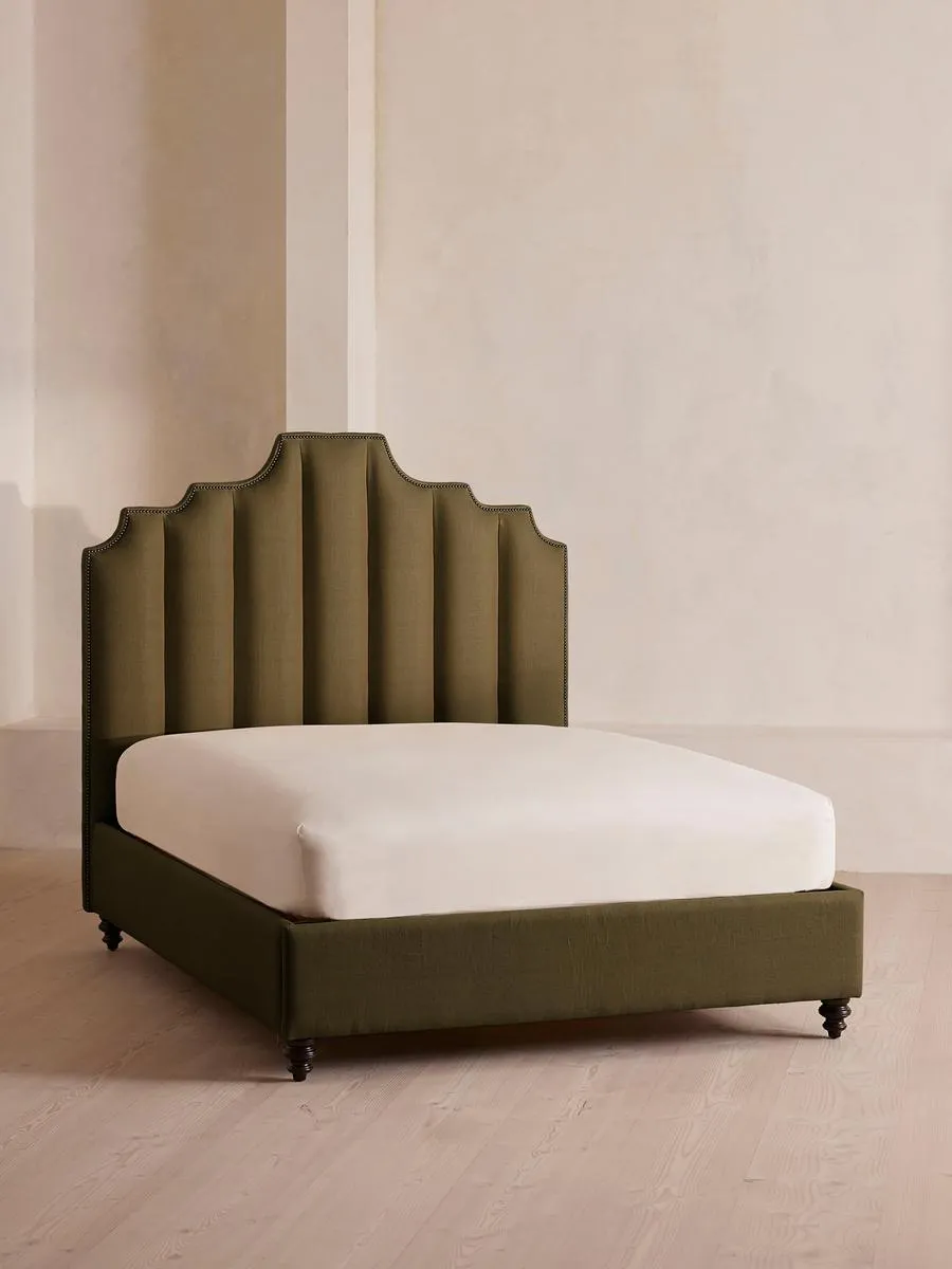 Gerrard Bed, King, Linen, Olive