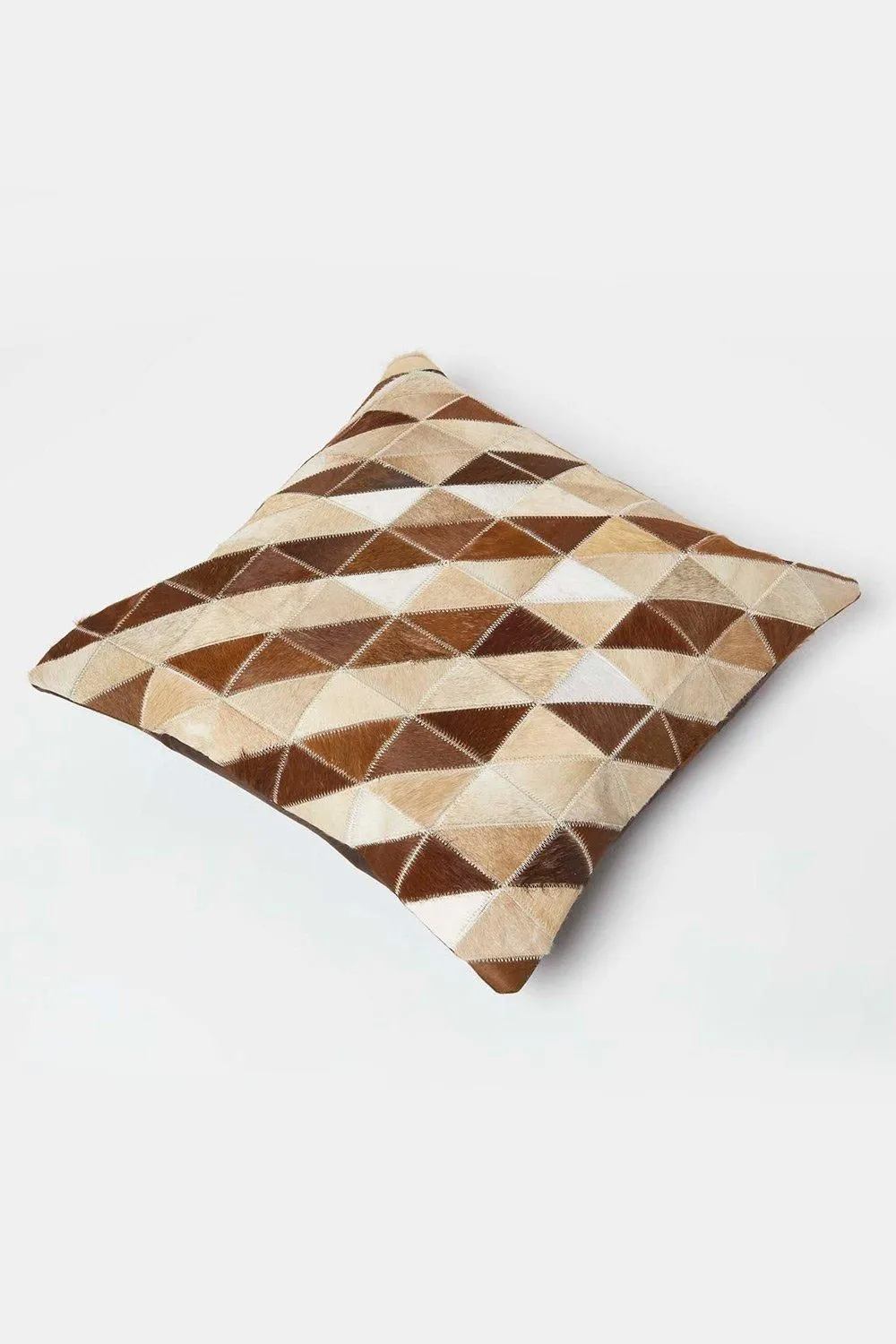 Homescapes Diamond Check Leather Cushion 45 x 45 cm in Brown 5