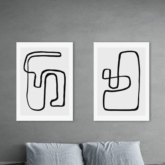 East End Prints Abstract Monochrome Set of 2 Prints by Rafael Farias 1